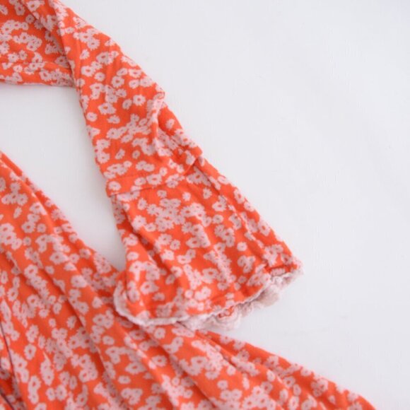 Free People  Like You Best Orange Flora Long Sleeve Mini Dress M - Picture 7 of 12